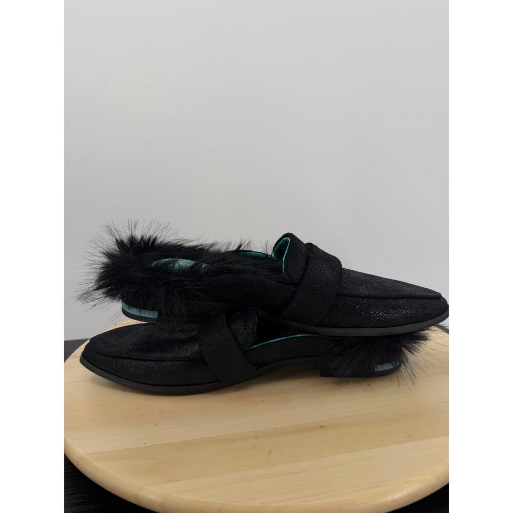 Dr. Scrolls x Iris Apfel Leather Faux Fur Mule Size 8 Black Artsy Maximalist - Picture 7 of 11